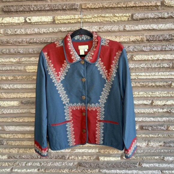 The Territory Ahead Vintage Patchwork Embroidered Lightweight Jacket Size Large - Picture 7 of 8